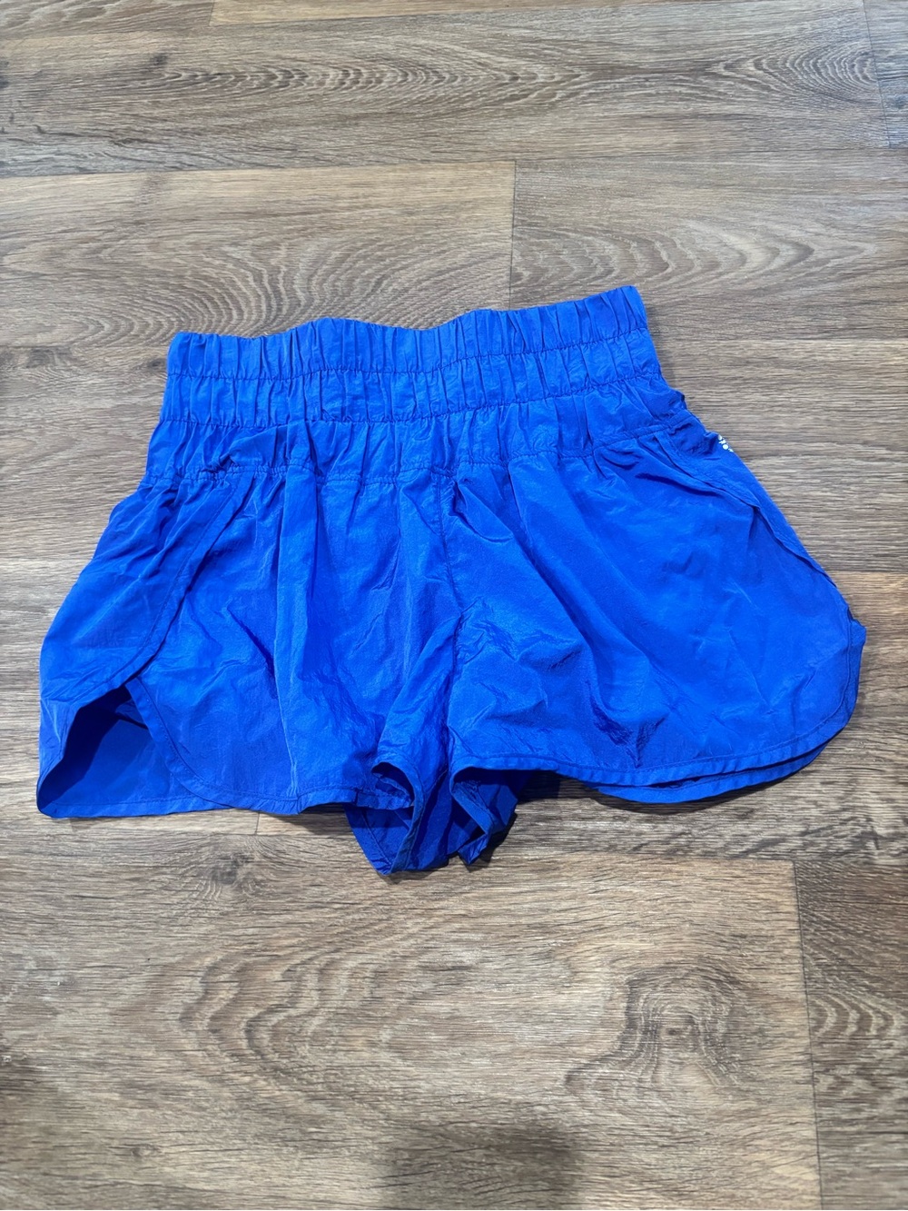 FP Movement The Way Home Run Shorts S Blue High Rise Smocked Running 2”